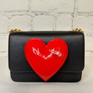 SS23 MOSCHINO Couture Jeremy Scott Black Leather Bay w/ Inflatable Red Heart